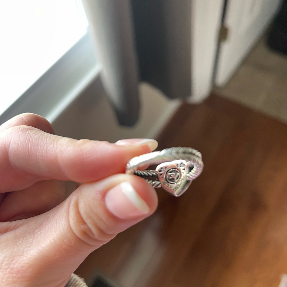 Vintage! David Yurman 18k Yellow Gold Sterling Silver Cable Heart Ring - Picture 4 of 5